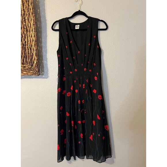 Anne Klein Black and Red Floral Dress - Picture 8 of 11